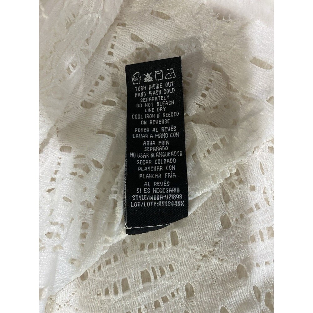 RN Studio White Floral Lace Bridal Cover Up Jacket Scalloped Open Long Sleeve S - Picture 7 of 12